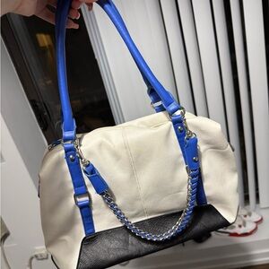 White/blue purse